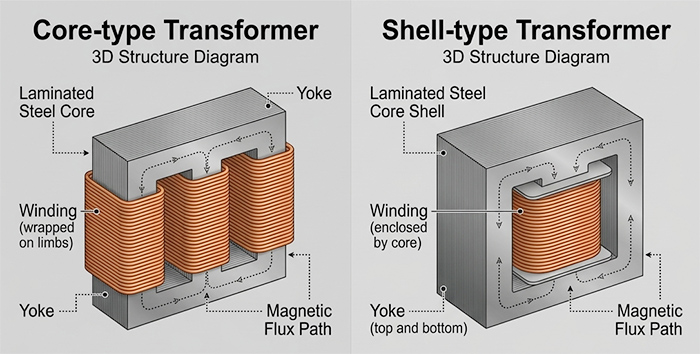Core-Type vs. Shell-Type Transformer Core